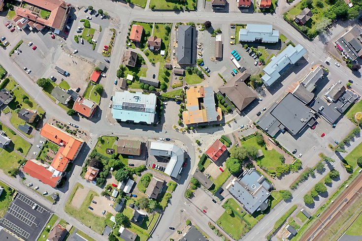 Gnosjö centrum i fågelperspektiv.